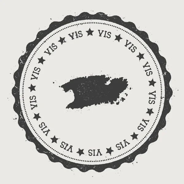 Наклейка "Хипстер" круглая резиновая печать с картой острова Винтажный паспорт с круглым текстом — стоковый вектор