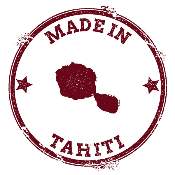 Sello de Tahití Pegatina de mapa de isla vintage Sello de goma grunge con hecho en texto y esquema de mapa — Vector de stock
