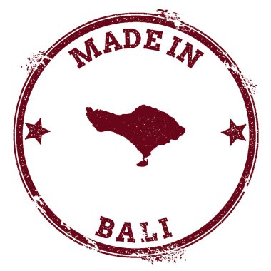 Bali Vintage ada harita etiket Grunge lastik damgası Made ile metin mühür ve anahat vektör harita