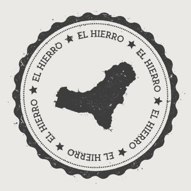 El Hierro etiket Hipster yuvarlak lastik damgası ile ada Haritası Vintage pasaport dairesel işaretiyle