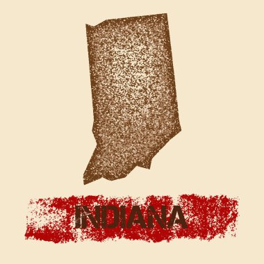 Indiana sıkıntılı harita Grunge vatansever poster dokulu devlet mürekkep damgası ve silindir ile boya işareti