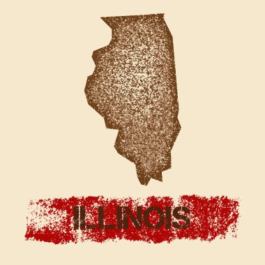 Illinois sıkıntılı Grunge vatansever poster dokulu devlet mürekkep damgası ve rulo boya ile göster