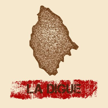 La Digue sıkıntılı Grunge vatansever poster dokulu Adası mürekkep damgası ve rulo boya ile göster