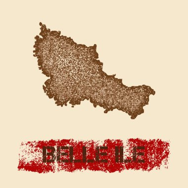 Belle Ile sıkıntılı Grunge vatansever poster dokulu Adası mürekkep damgası ve rulo boya ile göster