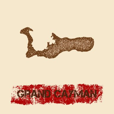 Grand Cayman sıkıntılı Grunge vatansever poster dokulu Adası mürekkep damgası ve rulo boya ile göster