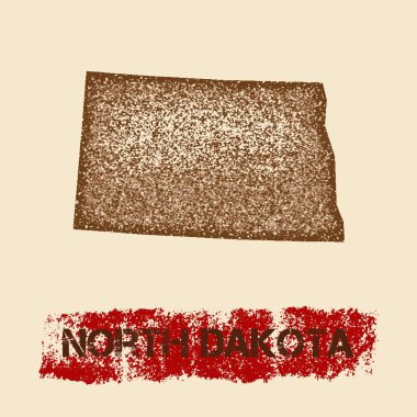 Kuzey Dakota sıkıntılı Grunge vatansever poster dokulu devlet mürekkep damgası ve rulo boya ile göster