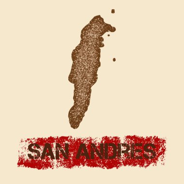 San Andres sıkıntılı harita Grunge vatansever poster dokulu Adası mürekkep damgası ve rulo boya ile