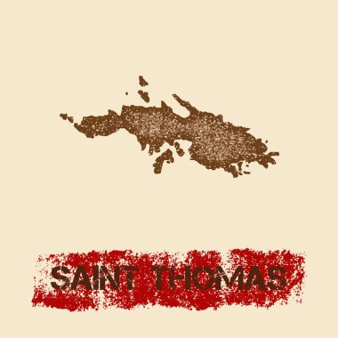 Saint Thomas sıkıntılı Grunge vatansever poster dokulu Adası mürekkep damgası ve rulo boya ile göster