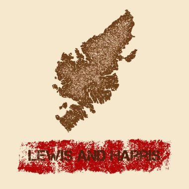 Lewis ve Harris sıkıntılı harita Grunge vatansever poster ile dokulu Adası mürekkep damgası ve silindir
