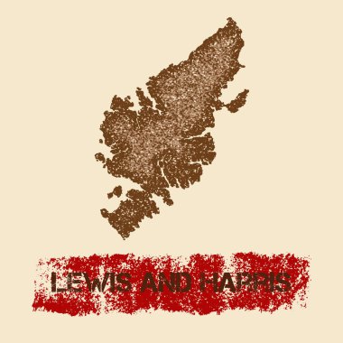 Lewis and Harris distressed map Grunge patriotic poster with textured island ink stamp and roller clipart