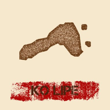 Ko Lipe sıkıntılı Grunge vatansever poster dokulu Adası mürekkep damgası ve rulo boya ile göster