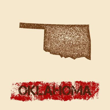 Oklahoma sıkıntılı Grunge vatansever poster dokulu devlet mürekkep damgası ve rulo boya ile göster