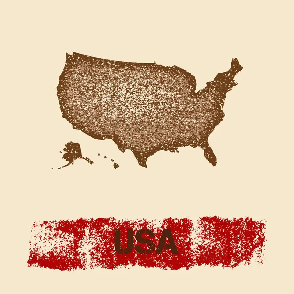 EUA mapa angustiado Grunge cartaz patriótico com texturizado selo de tinta do país e marca de pintura de rolo —  Vetores de Stock