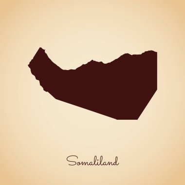 Somaliland bölgesi harita retro tarzı kahverengi anahat eski kağıt arka planda ayrıntılı harita Somaliland