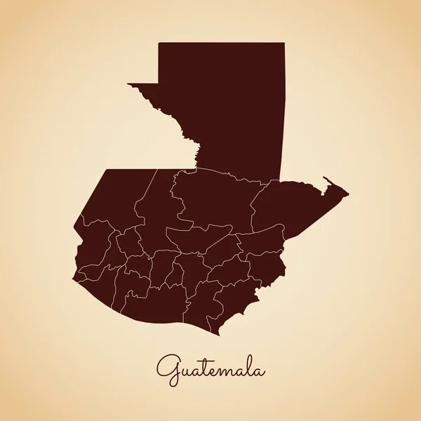 Guatemala region map retro style brown outline on old paper background Mapa detallado de Guatemala — Vector de stock