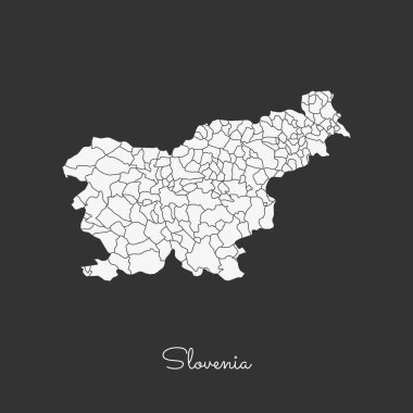 Slovenya bölgesi harita beyaz anahat üzerinde gri arka plan detaylı harita Slovenya bölgeler vektör