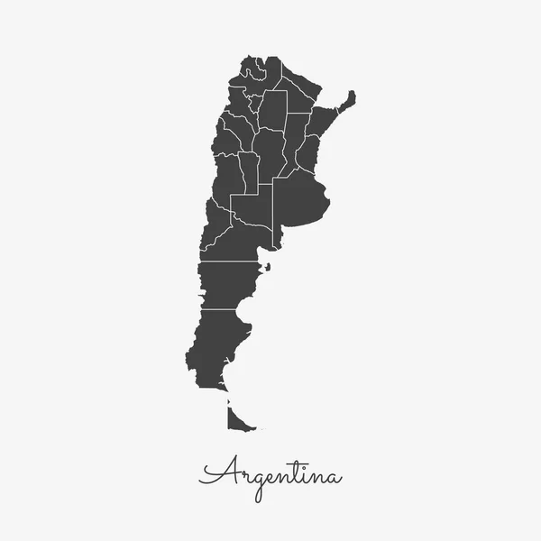 Argentina region map grey outline on white background Detailed map of Argentina regions Vector — Stock Vector