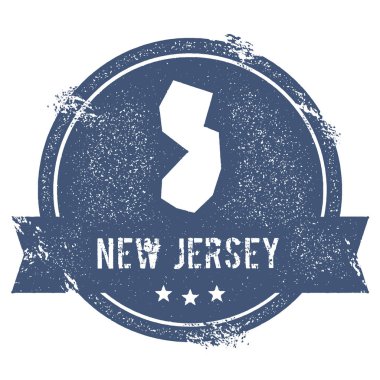 New Jersey işaretlemek seyahat lastik damga adı ve New Jersey vektör çizim Can Haritası
