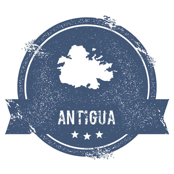 Antigua loga znamení cestovní razítka s názvem a mapa ostrova vektorové ilustrace mohou být — Stockový vektor