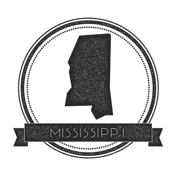 Mississippi vektor karta stämpel Retro nödställda insignia med oss tillstånd karta Hipster runda gummi — Stock vektor