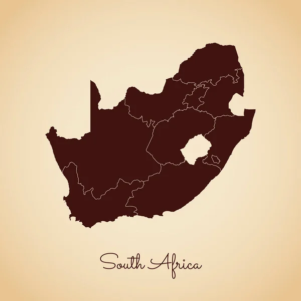 South Africa region map retro style brown outline on old paper background Detailed map of South — Stock Vector