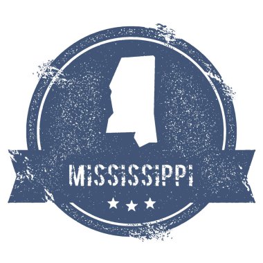 Mississippi işaretlemek seyahat lastik damga adı ve Mississippi vektör çizim Can Haritası