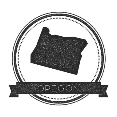 Oregon vektör harita damga Retro Insignia bizimle devlet harita Hipster yuvarlak lastik damgası sıkıntılı.