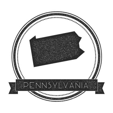 Pennsylvania vektör harita damga Retro sıkıntılı Insignia bizimle devlet harita Hipster yuvarlak lastik