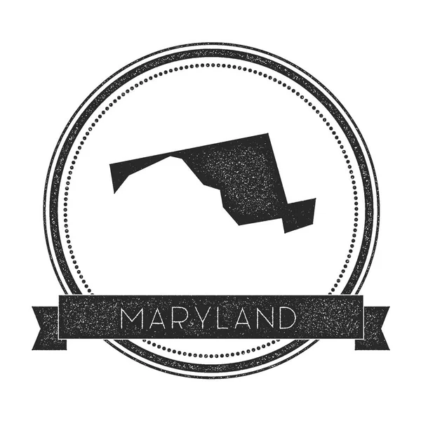 Timbre de carte vectorielle Maryland Insigne en détresse rétro avec carte de l'état américain Timbre rond en caoutchouc Hipster — Image vectorielle