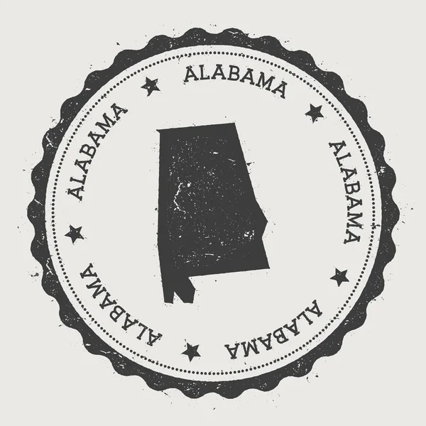 Alabama vector sticker Hipster round rubber stamp with US state map Vintage passport stamp with — Stock Vector