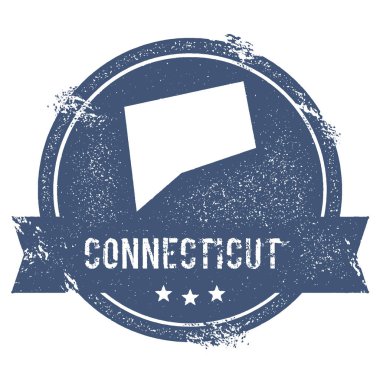 Connecticut işaretlemek seyahat lastik damga adı ve Connecticut vektör çizim Can Haritası