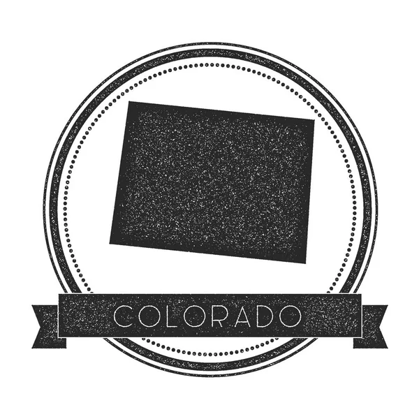 Timbre de carte vectorielle Colorado Insigne en détresse rétro avec carte de l'état américain Timbre rond en caoutchouc Hipster — Image vectorielle