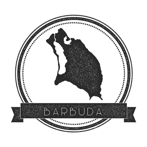 Barbuda mapa razítko Retro distressed insignie Hipster kolo odznak s textem nápisu ostrov vektor — Stockový vektor