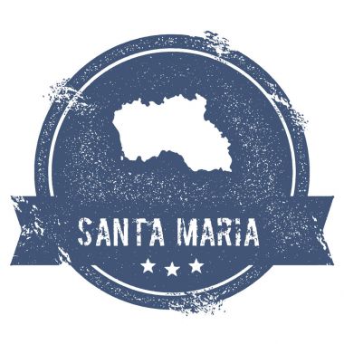 Santa Maria Adası logo işareti seyahat lastik damga adı ve ada vektör Haritası