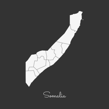 Somali bölgesi harita beyaz anahat Somali bölgeler vektör gri arka plan detaylı haritada