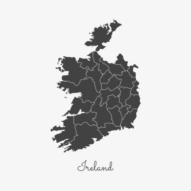 İrlanda bölge gri anahat İrlanda bölgeler vektör beyaz arka plan detaylı haritada göster