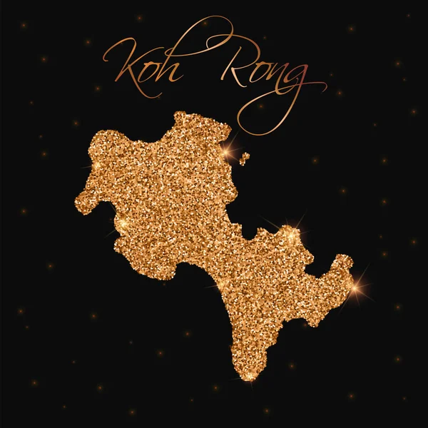 Koh Rong mappa piena di brillantini d'oro Lussuoso elemento di design vettoriale illustrazione — Vettoriale Stock