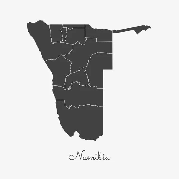 Namibia region map grey outline on white background Detailed map of Namibia regions Vector — Stock Vector