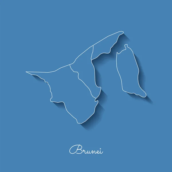 Brunei-Landkarte blau mit weißem Umriss und Schatten auf blauem Hintergrund Detailkarte von Brunei — Stockvektor
