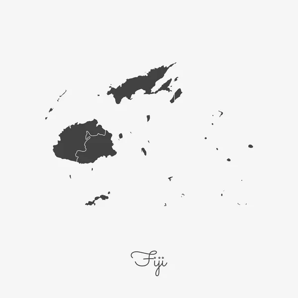 Fidzsi régió megjelenítése szürke vázlat a fehér háttér részletes Térkép, Fidzsi-szigetek régiója vektor — Stock Vector