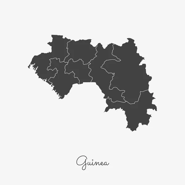 Guinea región mapa gris contorno sobre fondo blanco Mapa detallado de Guinea regiones Vector — Vector de stock