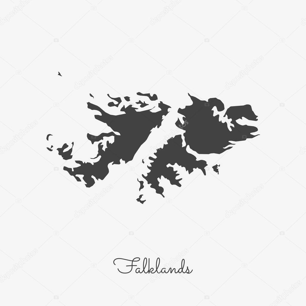 Falklands region map grey outline on white background Detailed map of Falklands regions Vector