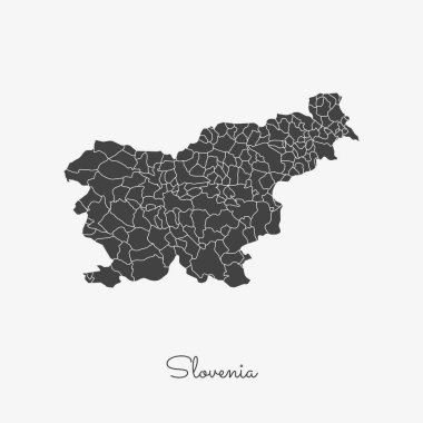 Slovenya bölge gri anahat Slovenya bölgeler vektör beyaz arka plan detaylı haritada göster
