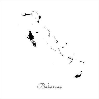 Bahama Adaları bölgesi harita siyah anahat Bahamalar bölgeler vektör beyaz arka plan detaylı haritada