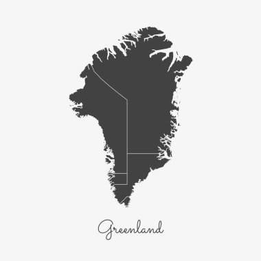 Grönland bölgesi gri anahat Grönland bölgeler vektör beyaz arka plan detaylı haritada göster