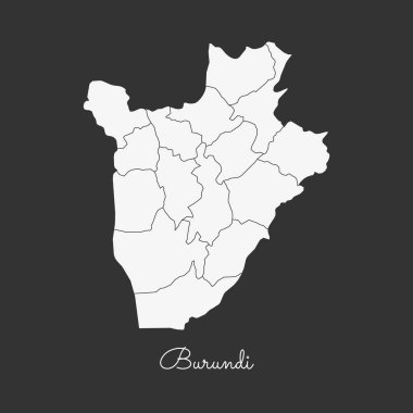 Burundi bölgesi harita beyaz anahat Burundi bölgeler vektör gri arka plan detaylı haritada
