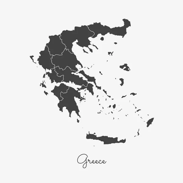 Greece region map grey outline on white background Detailed map of Greece regions Vector — Stock Vector