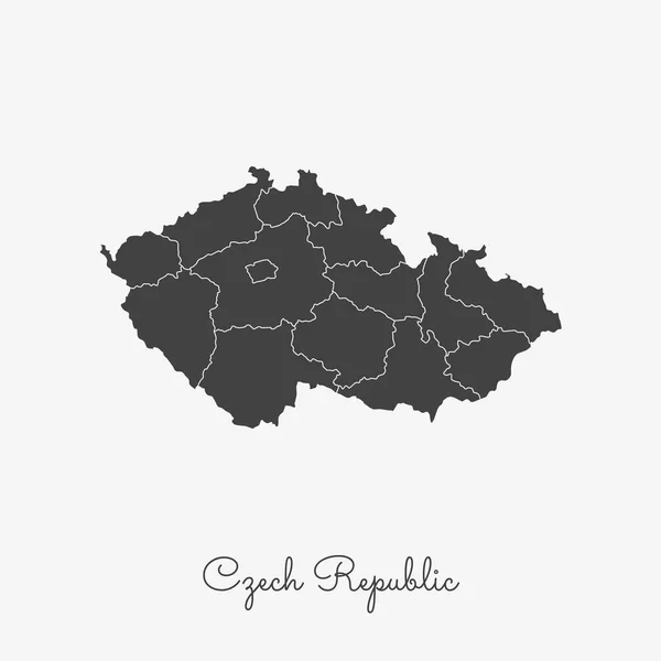 República Checa mapa de la región contorno gris sobre fondo blanco Mapa detallado de República Checa regiones — Vector de stock