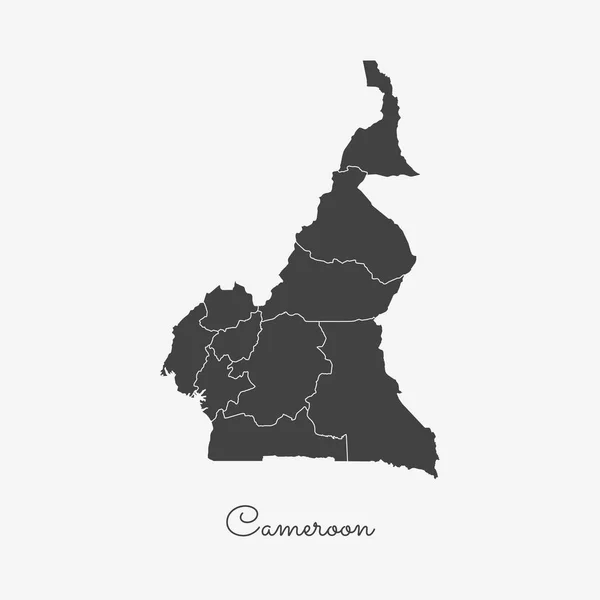 Kamerun regionu mapa šedý obrys na bílém pozadí podrobnou mapu oblastí Kamerunu vektor — Stockový vektor