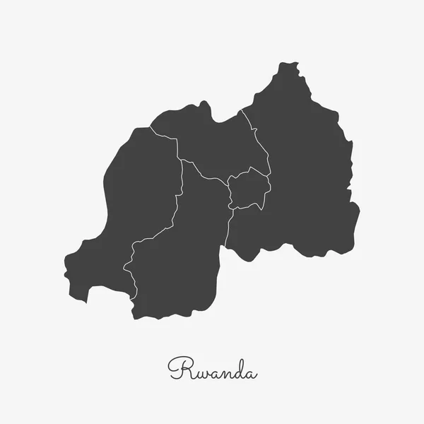 ルワンダの地域マップ ルワンダ領域ベクトルのホワイト バック グラウンド詳細地図の外枠がグレー — ストックベクタ